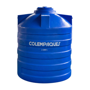 Tanque cilindrico azul colempaques antihongos 2200L agua potable